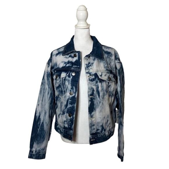 BP by Nordstrom Womens Blue Bleached Wash Denim Trucker Jacket Designer NWT XS - Picture 5 of 12